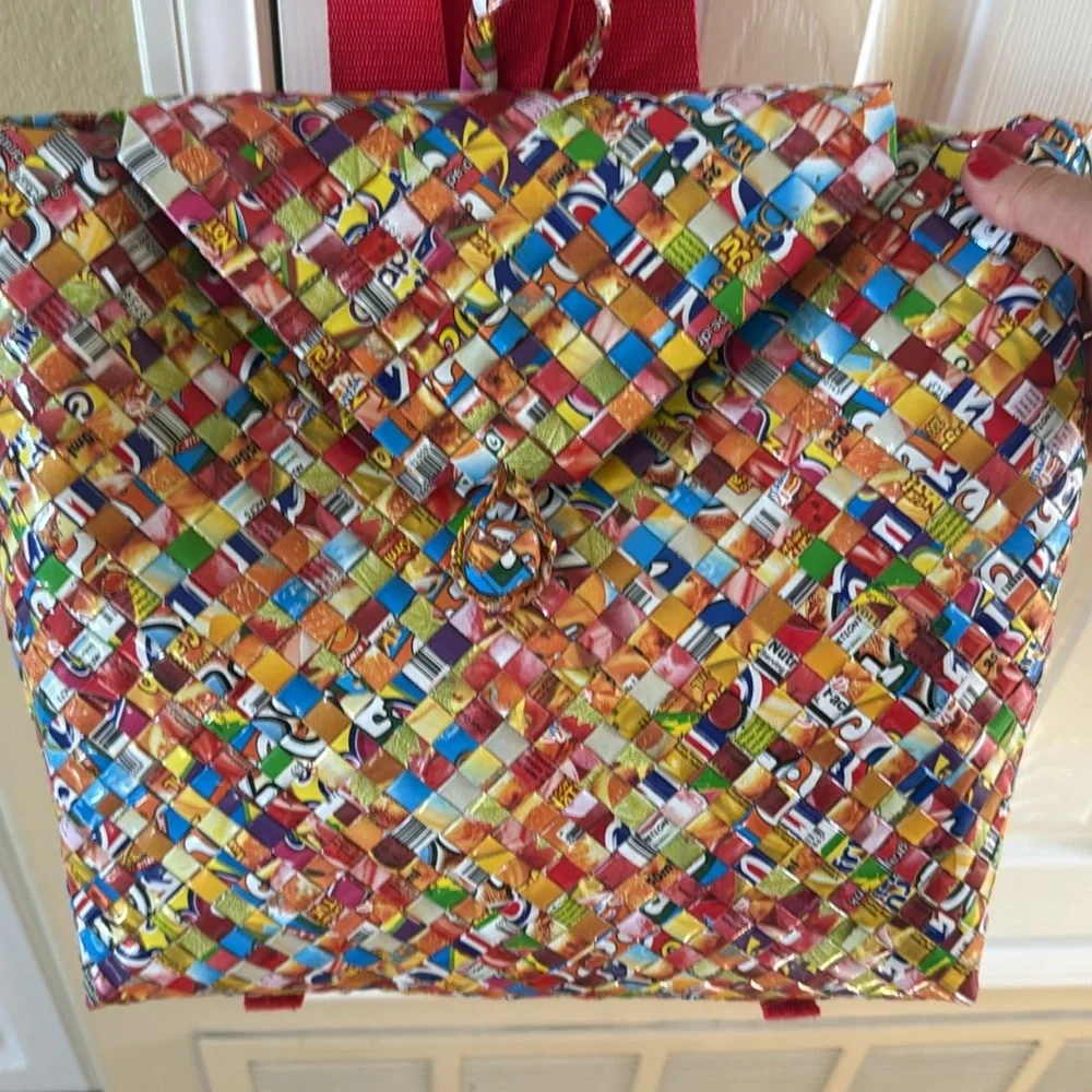 Vintage Candy wrapper multicolor Backpack with Artistic Design one of the kind